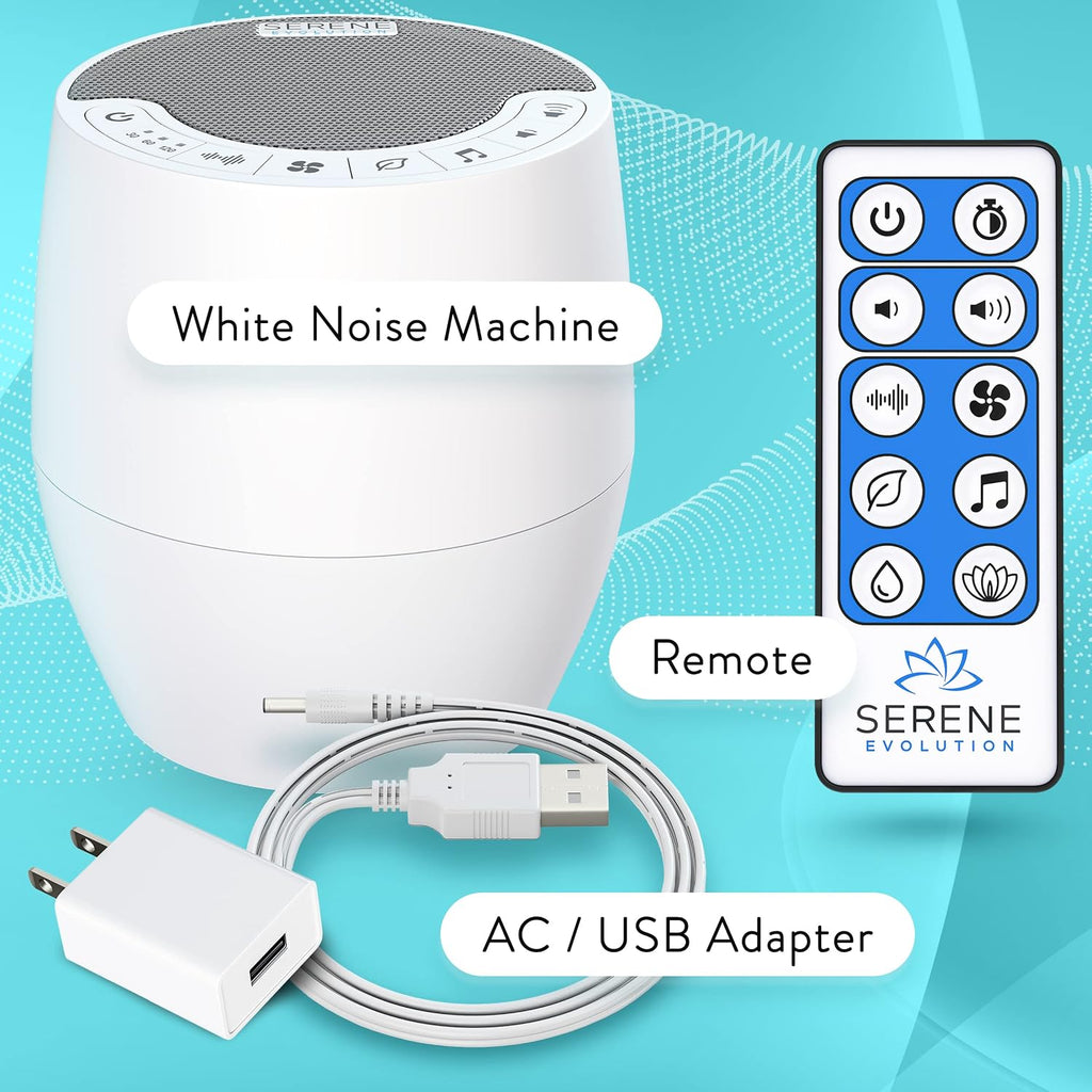 SereneEvolution Serene Evolution White Noise Machine with 60 Soothing Sounds - Sound Machine for Adults and Baby - Noise Cancelling Sleep M…