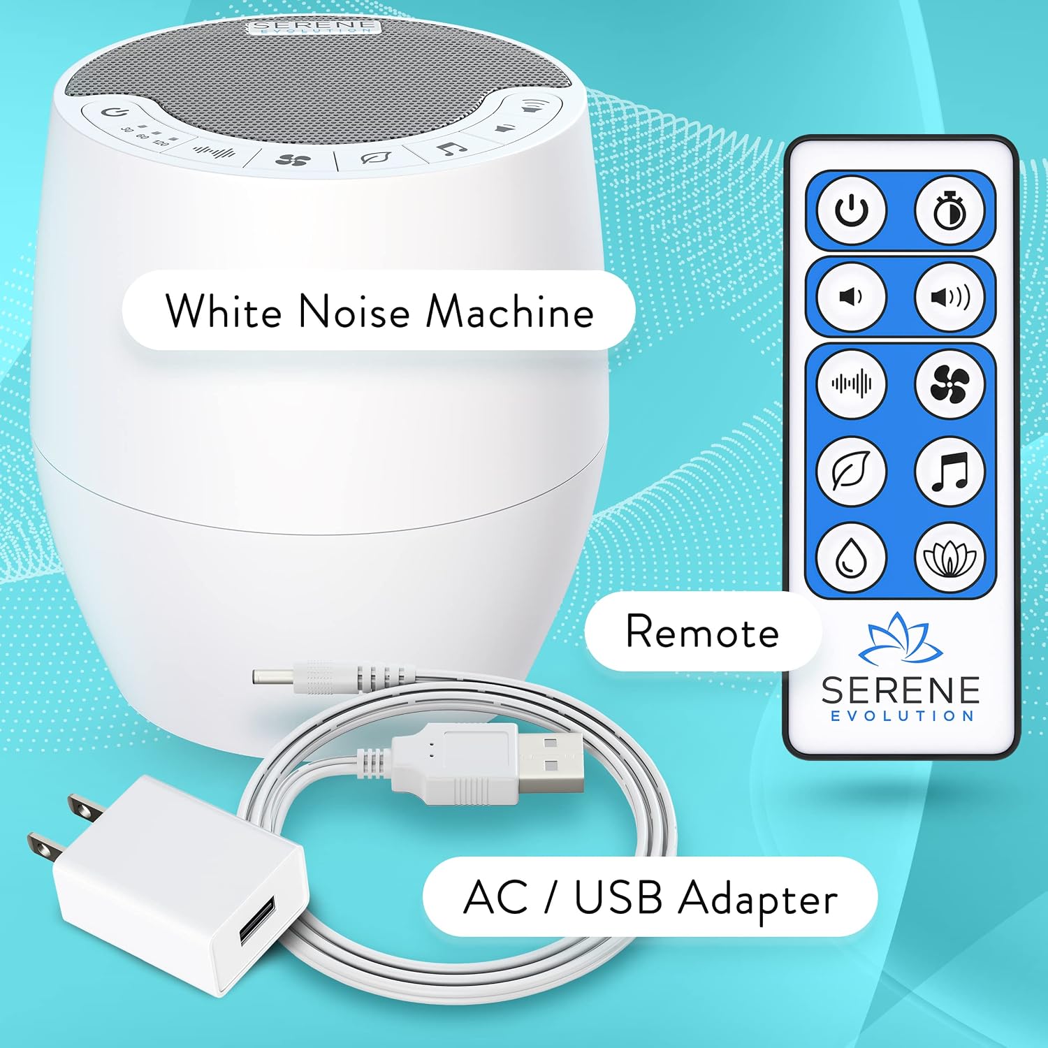 SereneEvolution Serene Evolution White Noise Machine with 60 Soothing Sounds - Sound Machine for Adults and Baby - Noise Cancelling Sleep M…
