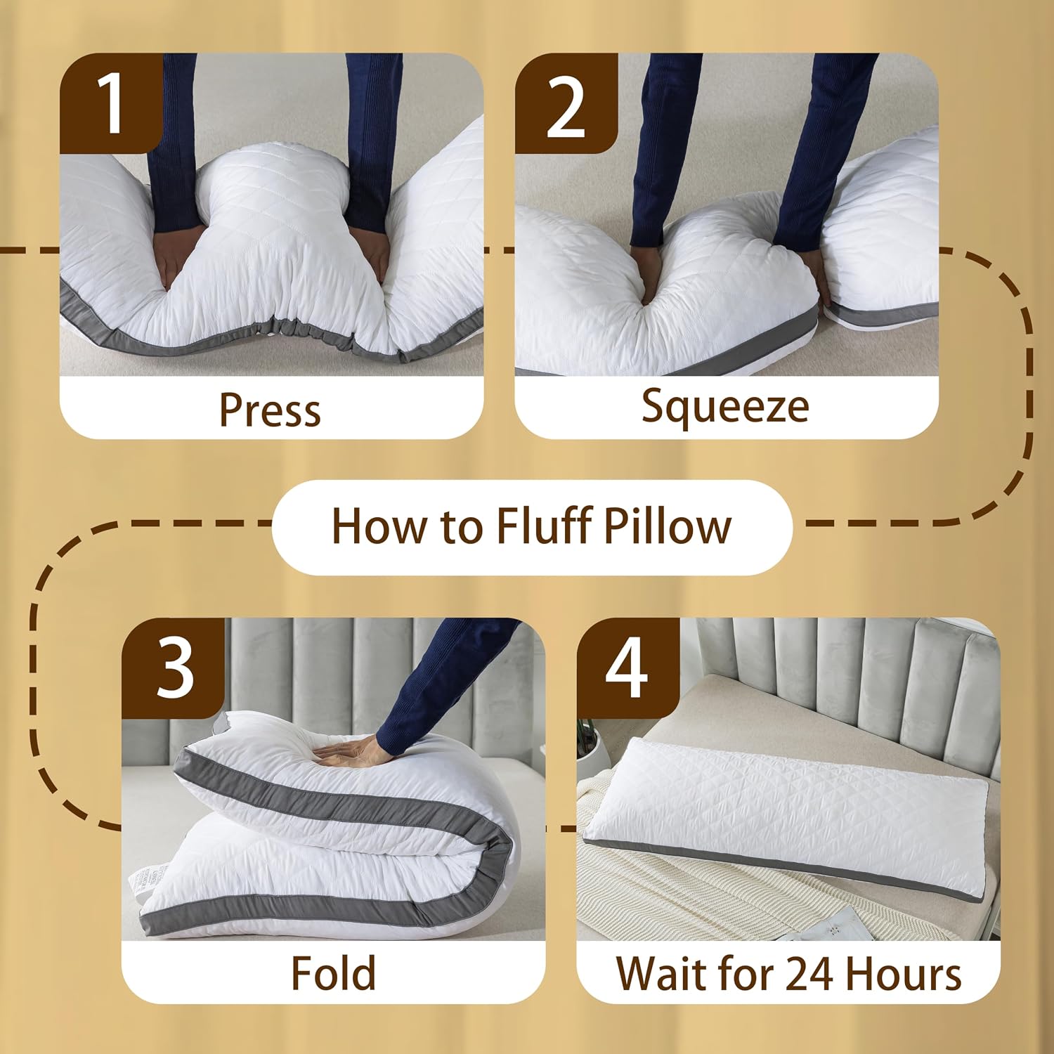 WhatsBedding Memory Foam Body Pillow with Removable Pillowcase-Fluffy Body Pillows for Adults -Large Long Bed Pillows for Sleeping…