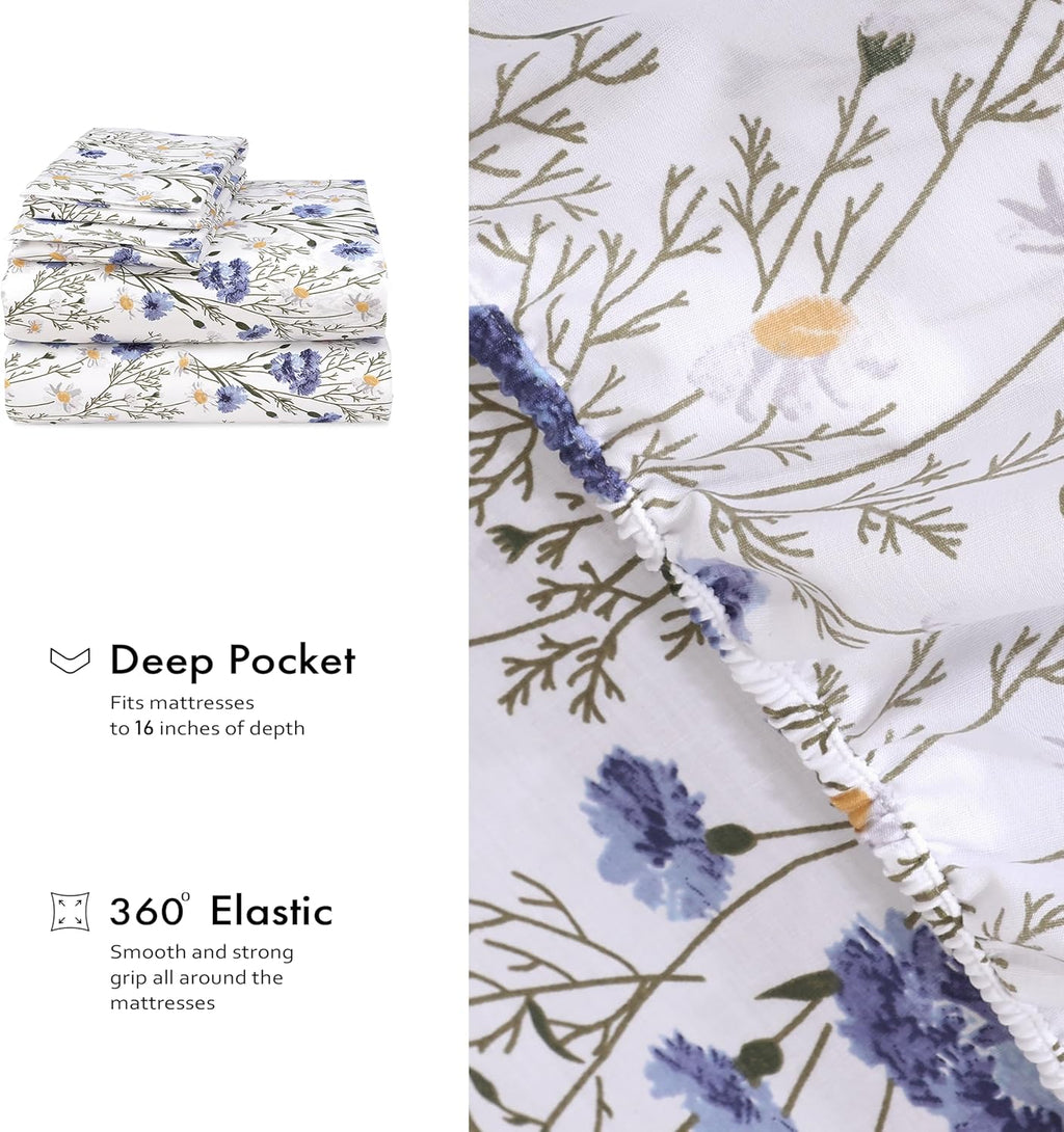 Ruvanti 100% Cotton Percale Sheets Twin Size – Crisp Cooling Bed Sheets for Hot Sleepers, Deep Pocket 16”, Soft Breathable & Durable Hotel-…