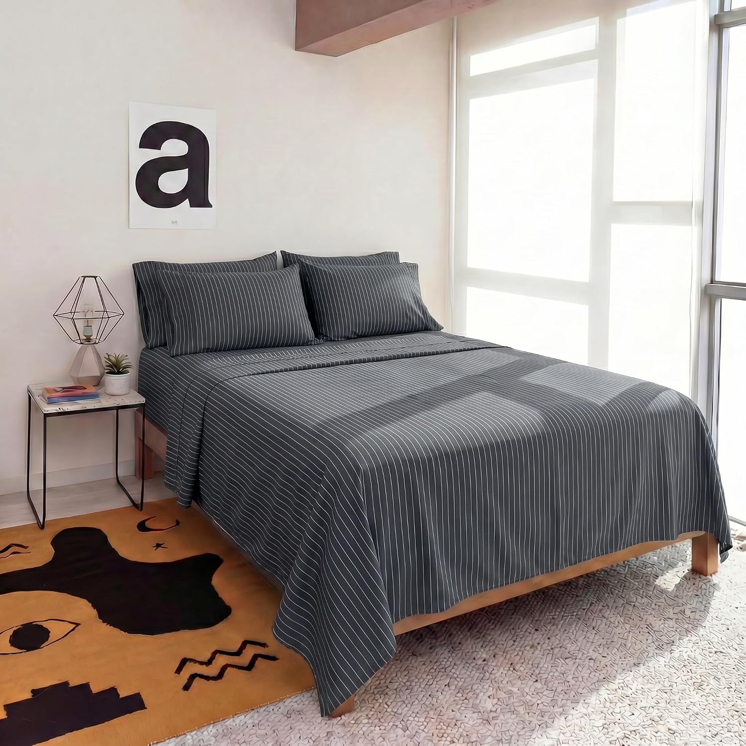 Perupima Peru Pima 415 Thread Count Percal Queen Sheet Set - 100% Peruvian Pima Cotton, 4 Piece (Flat, Fitted, 2 Pillowcases) - Cooling, Cr…