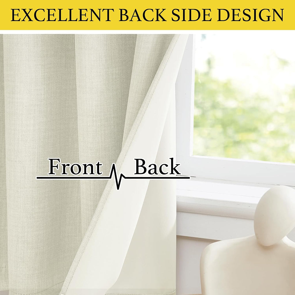 Nicetown Natural Linen Room Darkening Curtain Valances for, Grommet Faux Linen Blend Short Curtains Thermal Insulated Window Tiers for Kitc…