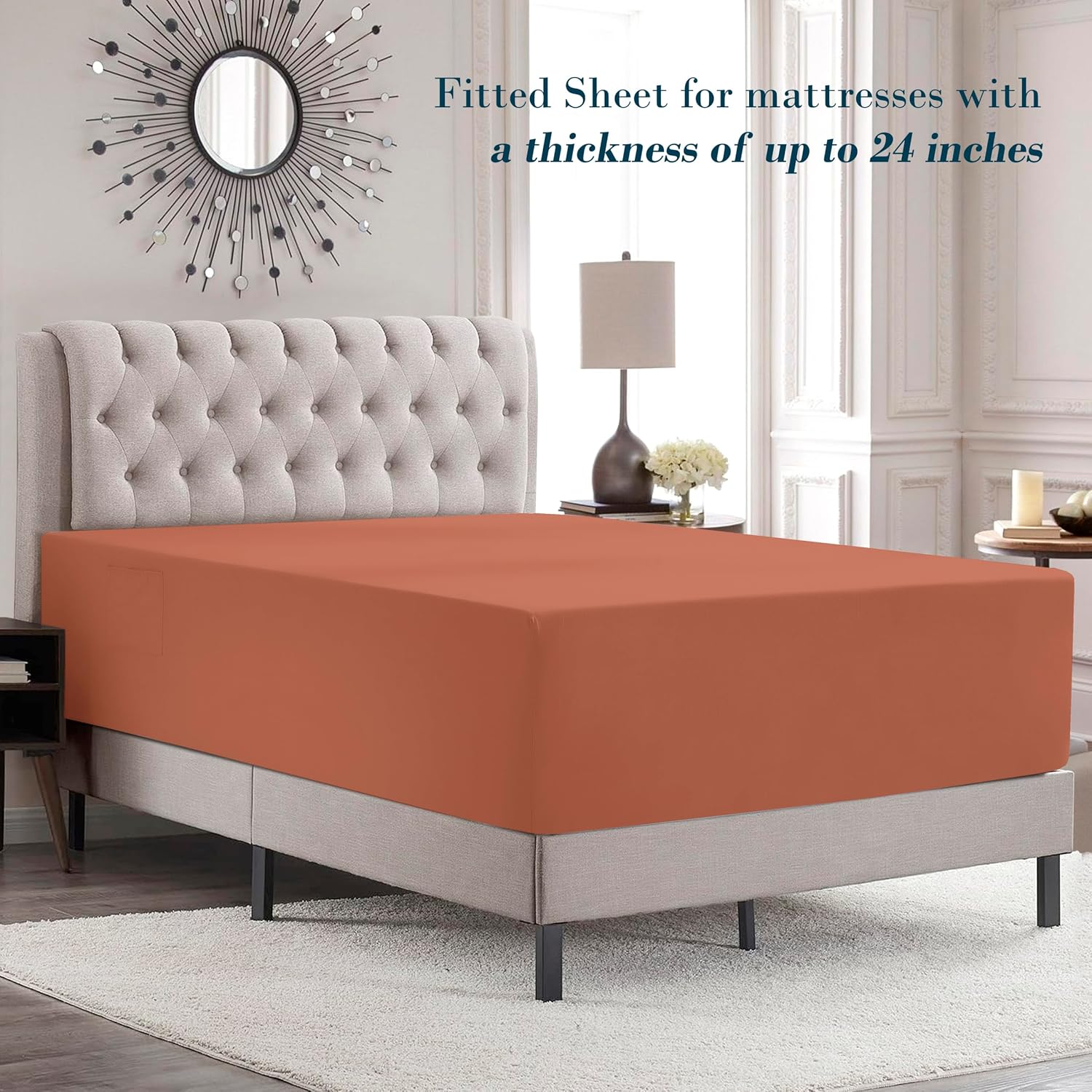 MocassiLuxuryBedding Mocassi Twin XL Size 4-Piece Bed Sheet Set - 1800 Hotel Quality Microfiber 18-24 Inches Extra Deep Pocket Fitted Sheet…