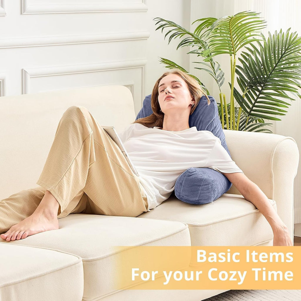 Sasttie Reading Pillow, Velvet Back Pillow for Bed Sitting Up, Adult Back-Rest Support Cushion with Arms for Sit Up on Couch, Sofa, and…
