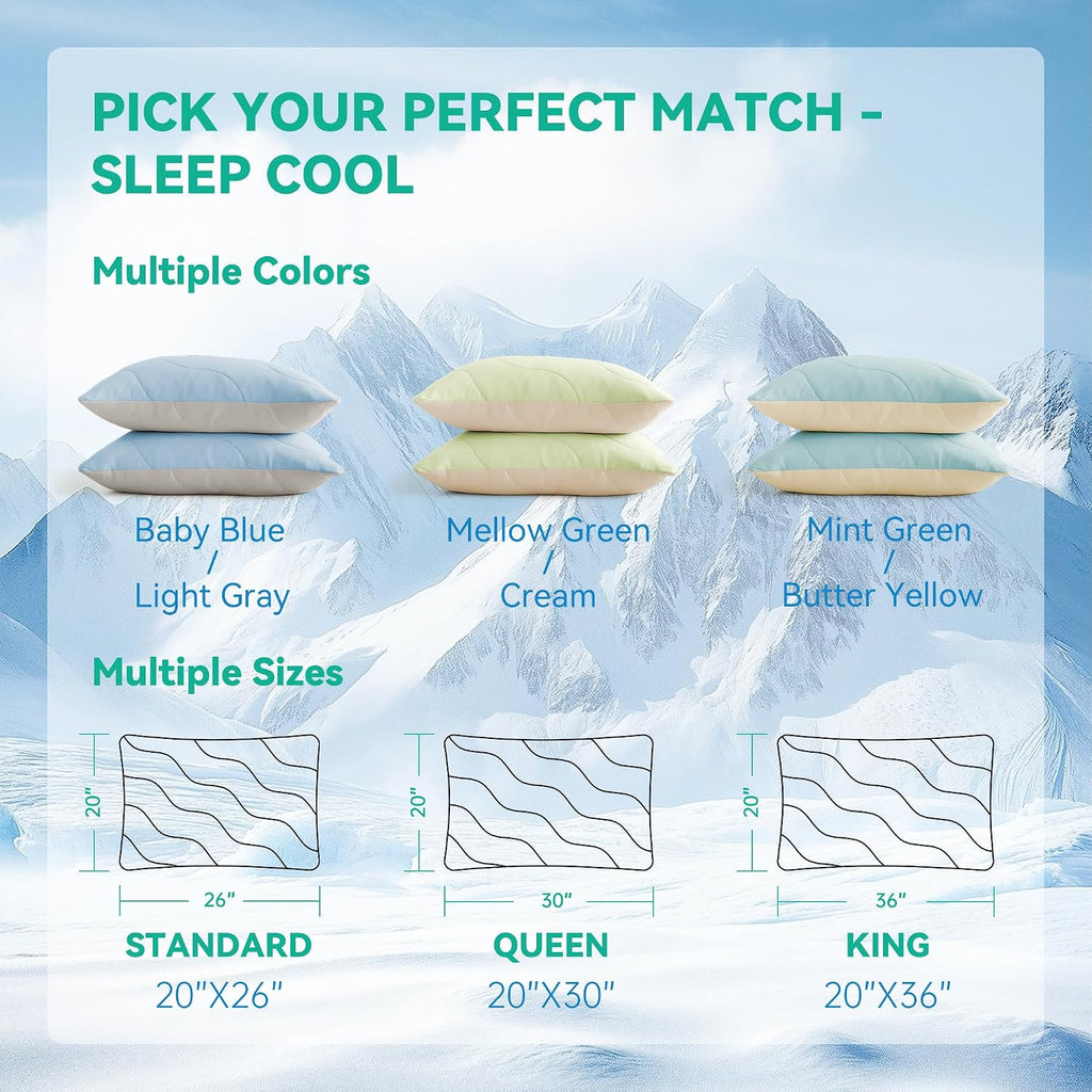 ThreeGeese Three Geese Cooling Goose Feather Down Pillows Standard Size Set of 2, Q-Max>0.45, Cool Hotel Bed Pillows for Hot Sleepers, Wash…