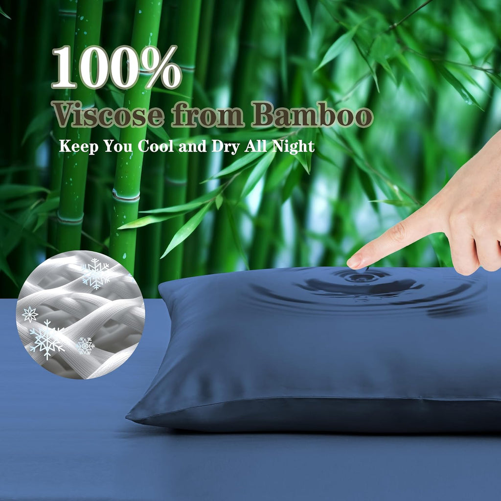 ShunjieHome 4 Pack Bamboo Viscose Pillow Protectors Toddler Size, 400 Thread Count Cooling Zippered Pillowcases for Hot Sleepers & Night Sw…