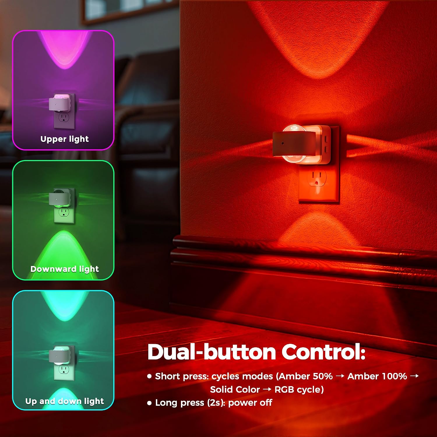 Briignite Night Light Projector, RGB Color Changing Night Light for Kids, 180° Rotating Night Lights Plug into Wall, Dusk to Dawn Sensor…