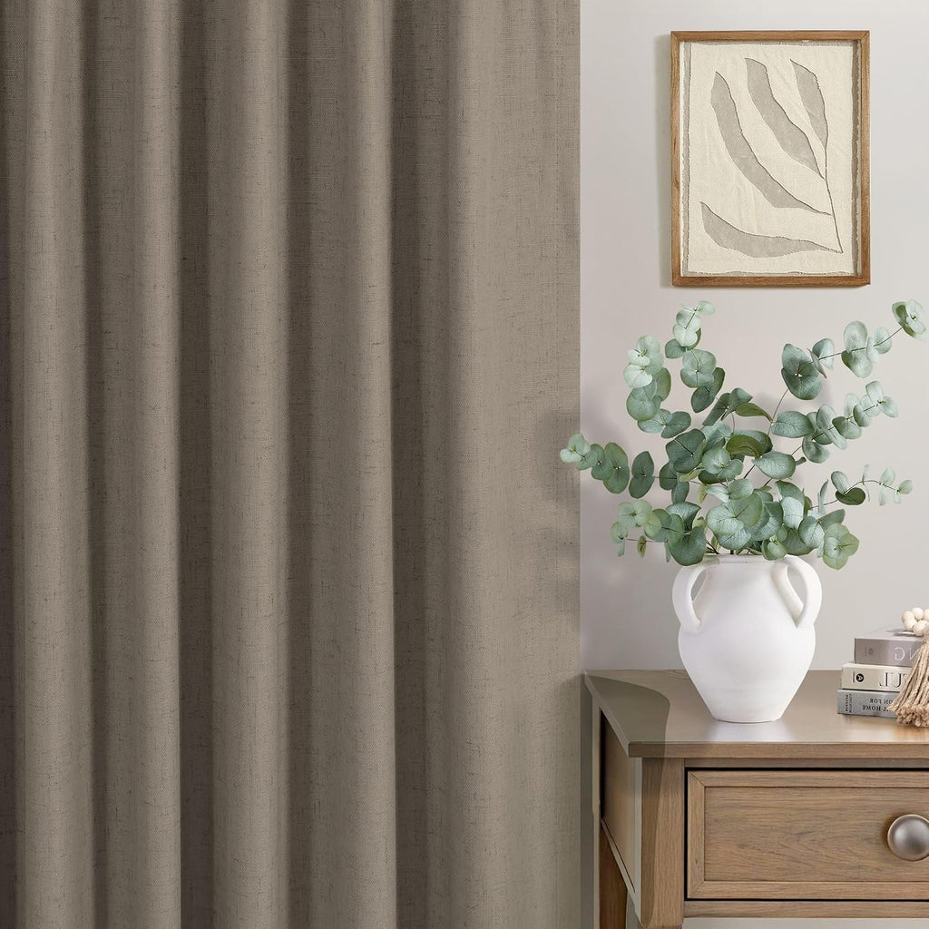 Dancurton Brown Drapes 84 Inch Length 2 Panels Set Linen Long Curtains for Bedroom Windows Soundproof Energy Efficient Thermal Insulated Ru…
