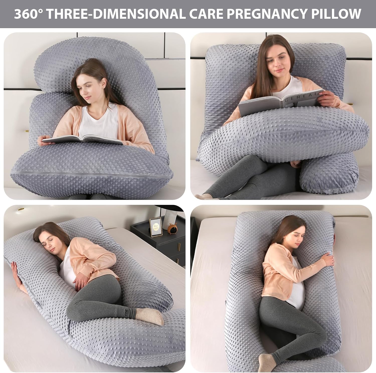 U-Shaped Full Body Pregnancy Pillow for Sleeping – 57" Maternity Pillow with Removable Cover, Support for Back, Legs, Belly & Hips…