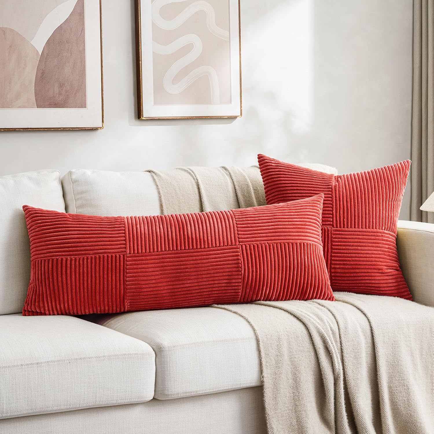 Fancy Homi 2 Packs Red Decorative Throw Pillow Covers 20x20 Inch for Living Room Couch Bed Sofa, Holiday Christmas Home Decor Gift, Soft…