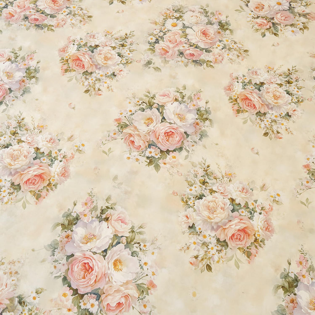 Softtouchsweetdreams Silky Floral Bed Sheets Full Size Cream 100% Cotton Blush Pink Rose Printed Sheet Set, Satin Weave Cooling Sheets for…