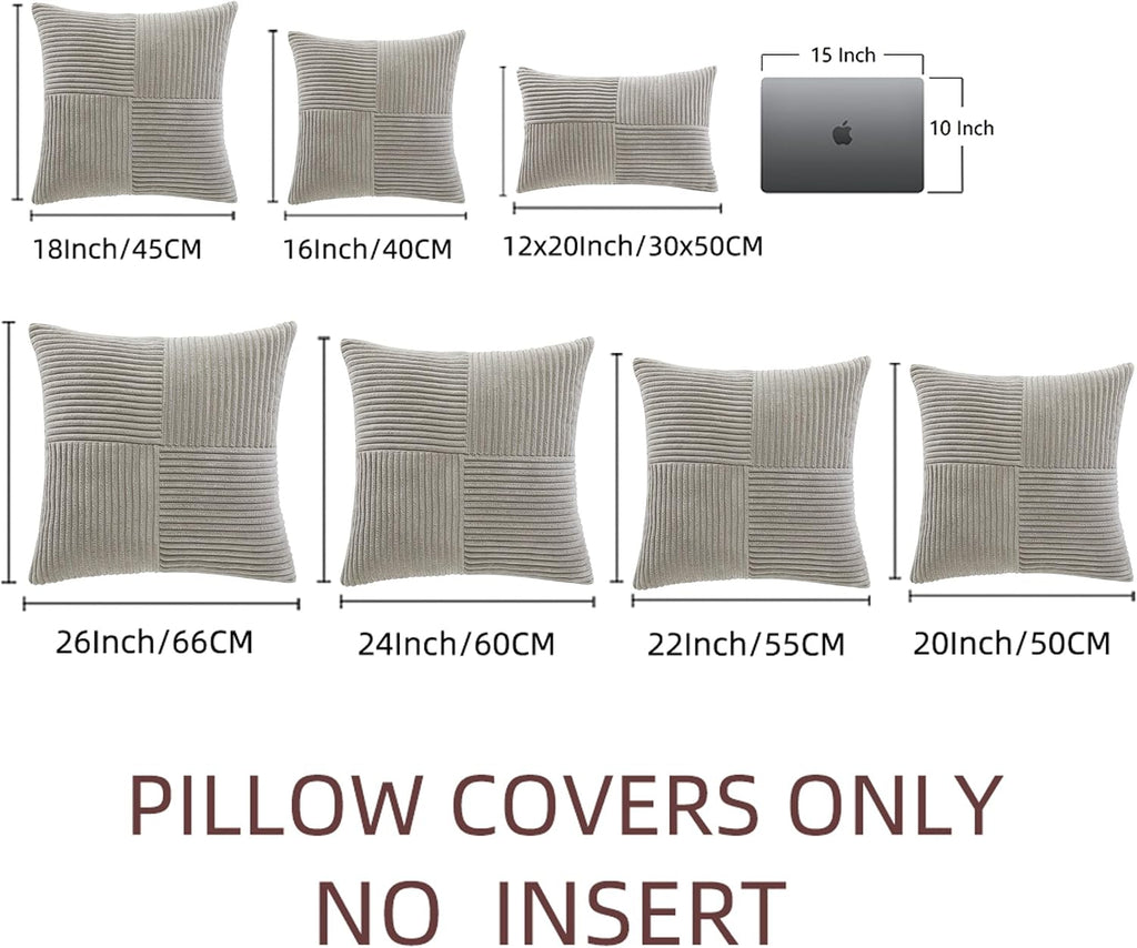 Fancy Homi 2 Packs Neutral Grey Decorative Throw Pillow Covers 20x20 Inch for Living Room Couch Bed Sofa, Farmhouse Boho Home Decor, Soft…