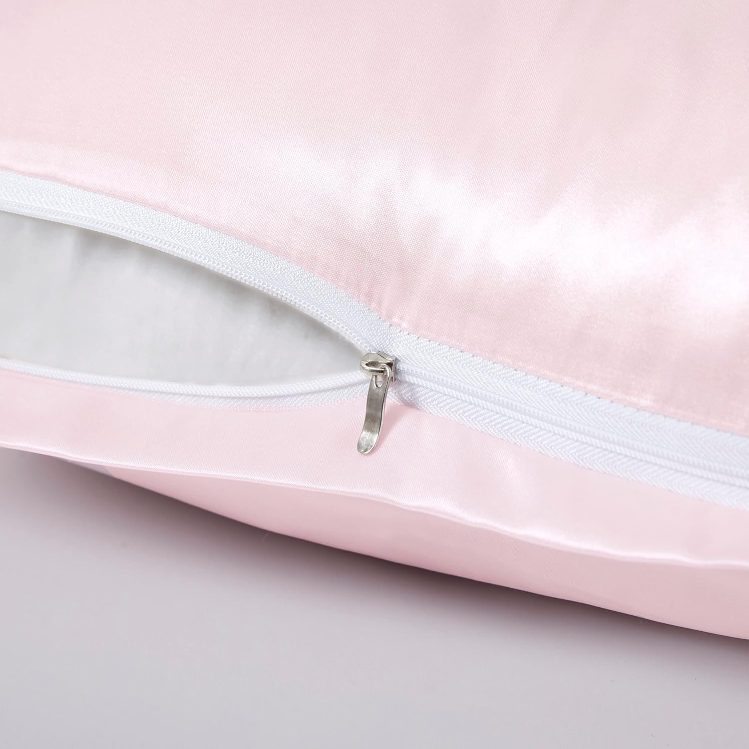 HommxJF Blush Pink Satin Pillowcases with Zipper (20x26), Standard Size Satin Pillowcases Set of 2, Blush Pink Silk Pillowcase for Hair and…