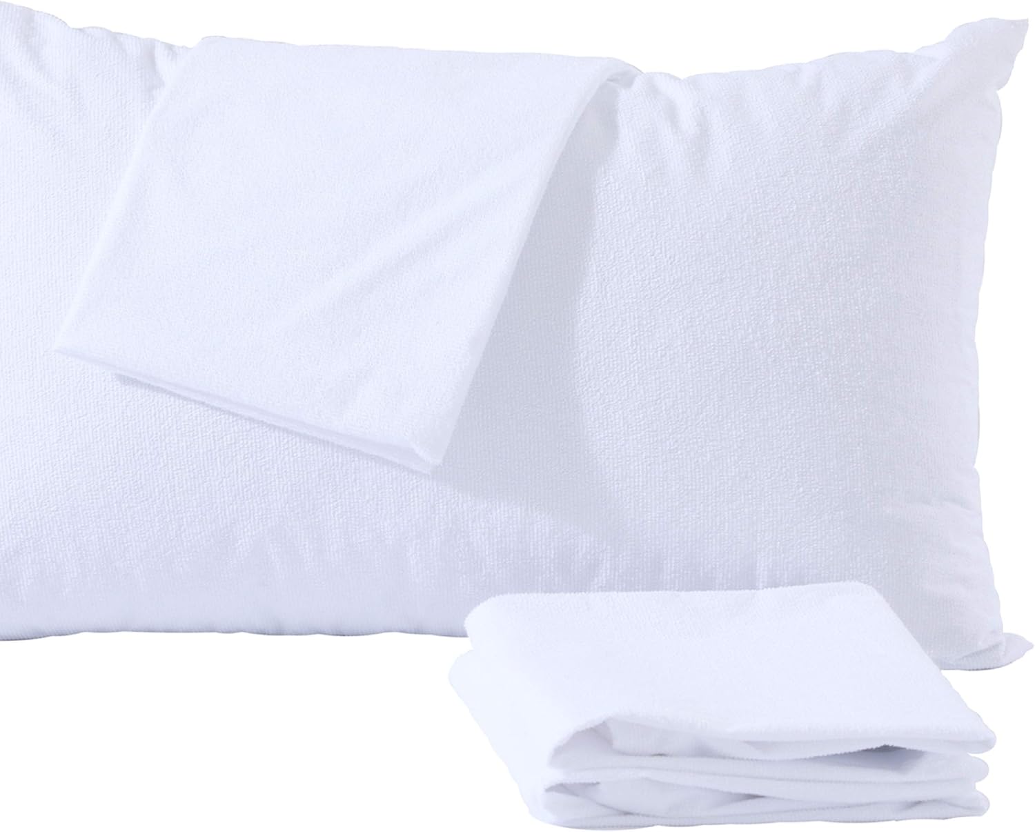 NiagaraSleepSolution Niagara Waterproof Pillow Protectors King 4 Pack Cotton Terry 100% Waterproof Cooling Zippered Cotton White T Pillow E…