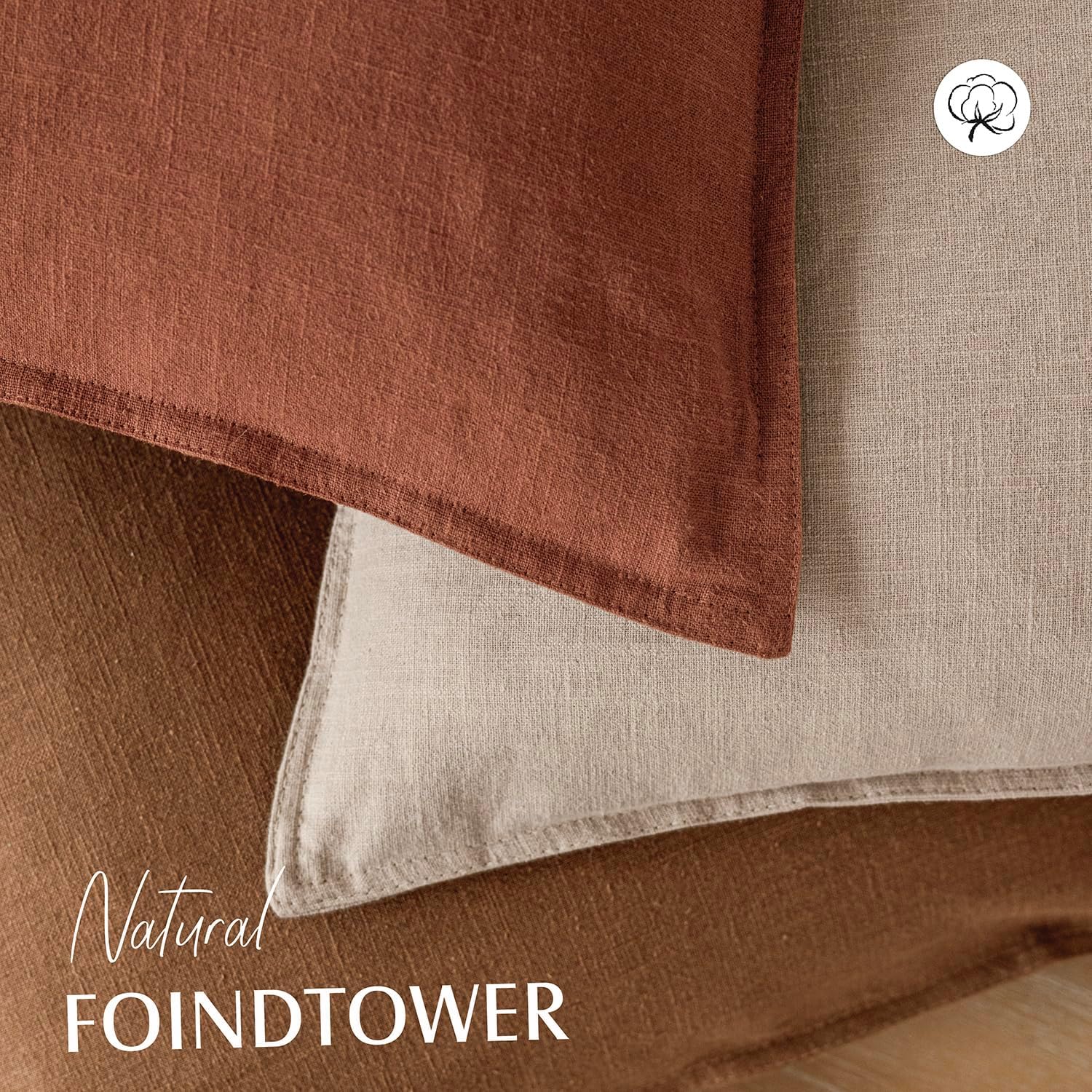 Foindtower Pack of 2, Decorative Linen Soild Throw Pillow Covers Soft Accent Cushion Case Farmhouse Neutral Pillowcase for Chair Couch…