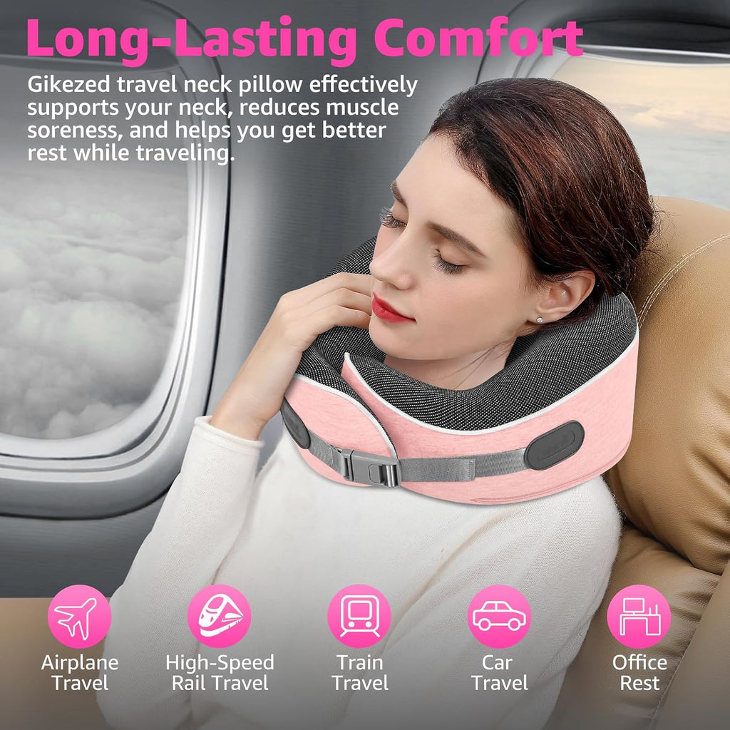 Travel Pillows for Airplanes Ergonomic Memory Foam Neck Pillow for Travel - 360° Head & Neck Support for Sleeping on Flights, Cars…