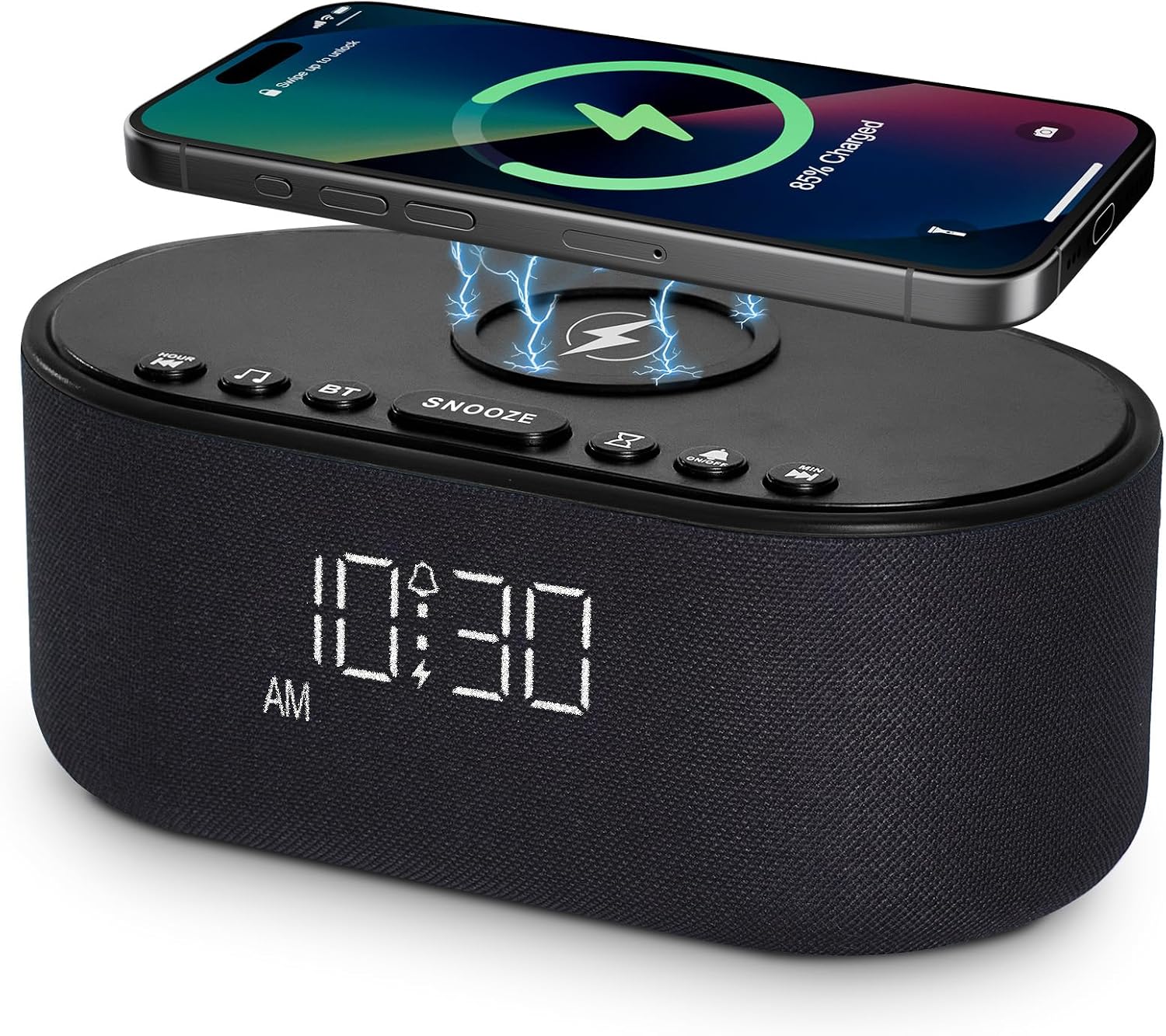 Odokee Sound Machine Alarm Clock for Bedrooms: Bluetooth 10W Stereo Sound Speaker with Wireless Charging - White Noise Machine for Sleeping…