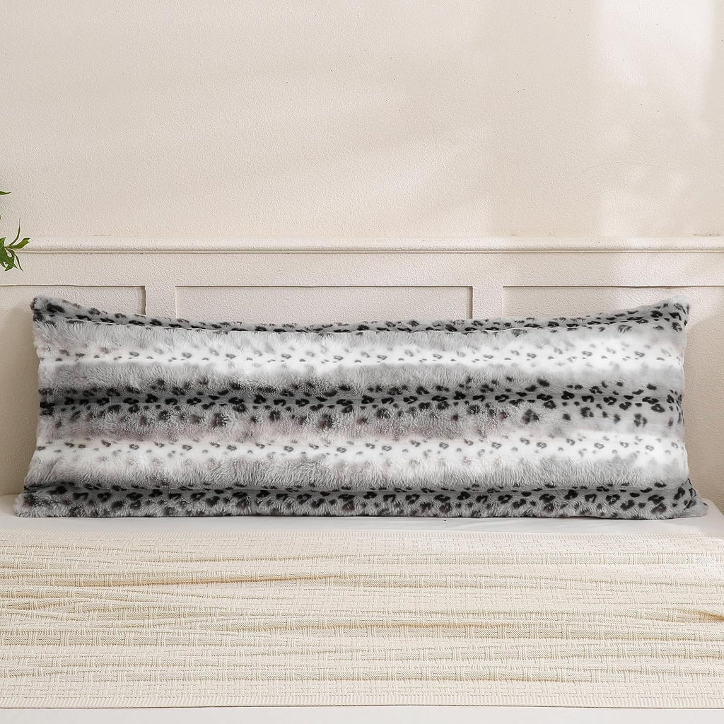 Chumerry Fuzzy Body Pillow Case Dark Gray Fluffy Shaggy Pillow Cover Ultra Soft Warm Rabbit Fur Decorative Body Pillow Cover Long Pillowcas…