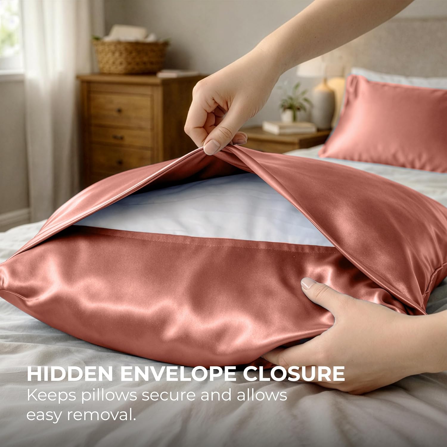 PureBedding Pure Bedding Satin Pillowcase 2 Pack - Queen Size (20"x30", Blush Pink) - Silky Pillow Cases for Hair and Skin - Satin Pillow C…