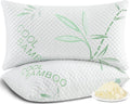 DGPEAR Shredded Memory Foam Pillows, Cooling Pillows Queen Size Set of 2 Adjustable Firm Bamboo Bed Pillows for Hot, Side, Back and…