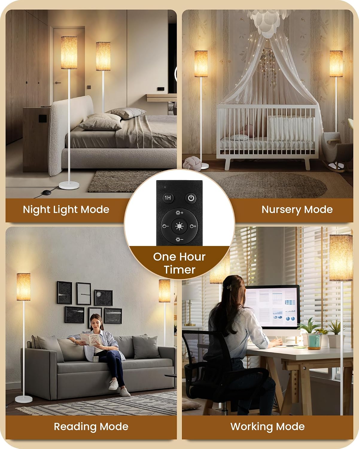 64.2'' Dimmable Floor Lamp for Living Room with Remote and Foot Switch, Corner Floor Lamp for Bedroom, Includes 10W A19 Bulb, Modern…