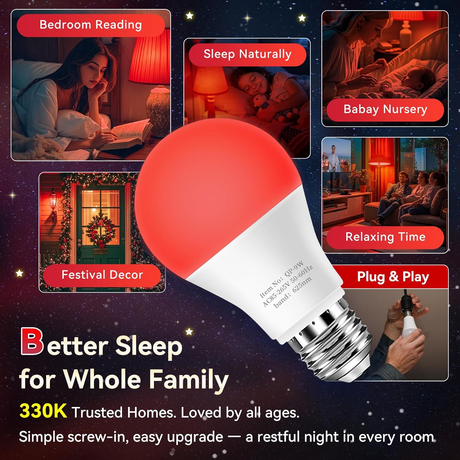 Neporal 625nm Red Light Bulbs for Sleep 3W, 100% Blue Light Blocking Bulbs for Melatonin Promote, A19 40W Eq. Soft Red Night Light Bulb…