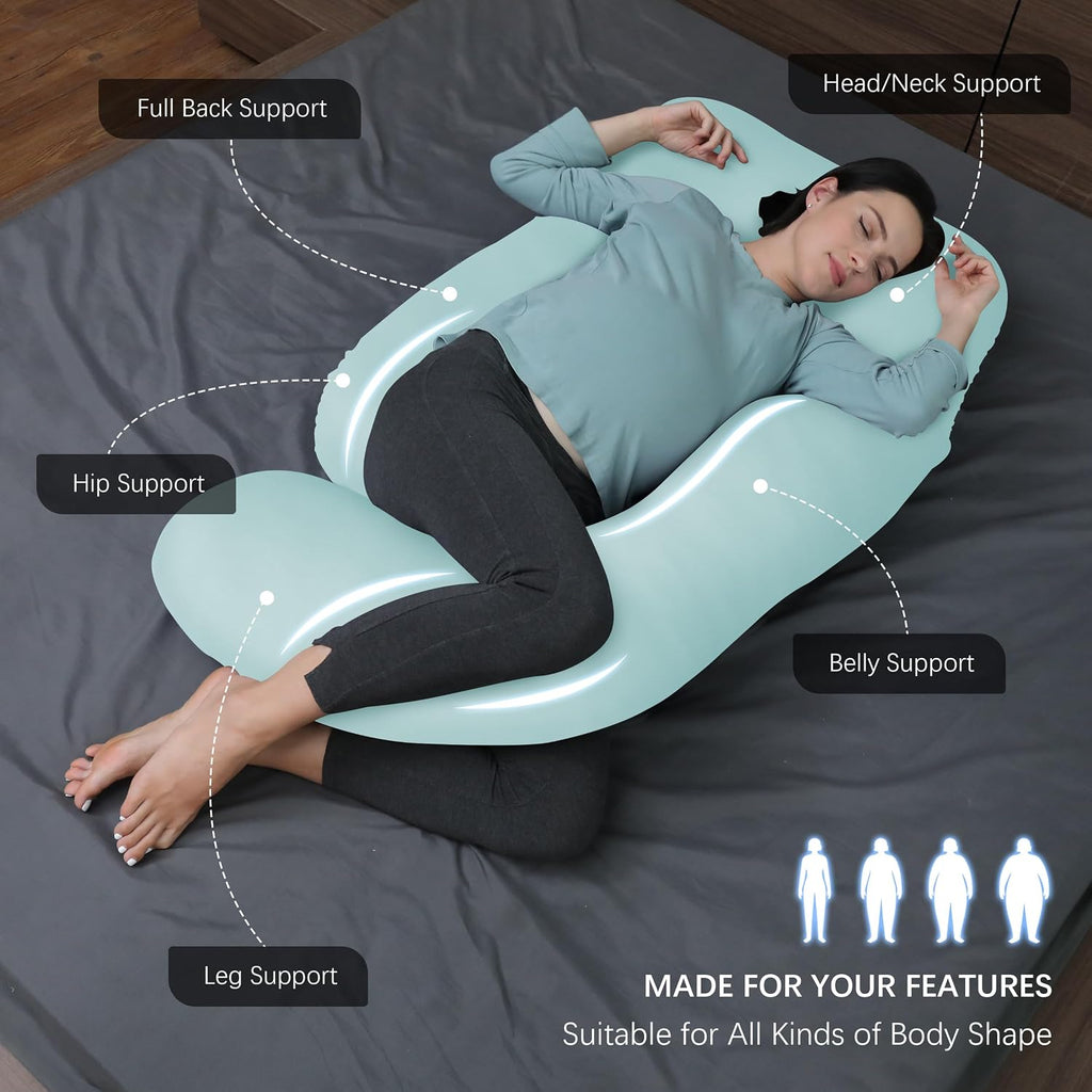 Moonpark MOON PARK Pregnancy Pillows for Sleeping - U Shaped Full Body Maternity Pillow with Removable Cover - Support for Back, Legs, Bell…