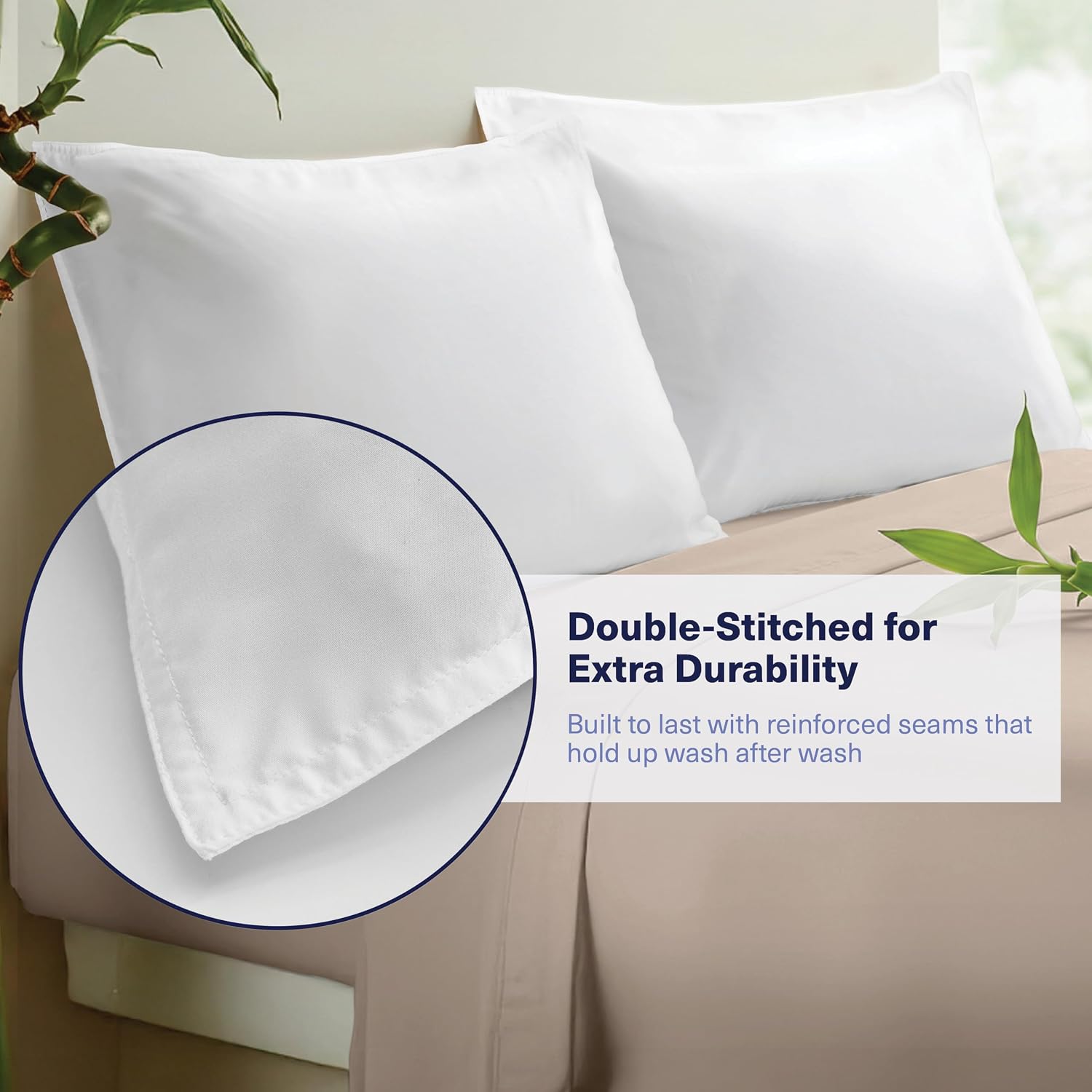 KickoffHome Kickoff Viscose Bamboo Pillowcase, King, Set of 2, 100% Organic Hidden Zippered Viscose Bamboo Pillow Case King Size, Cooling P…