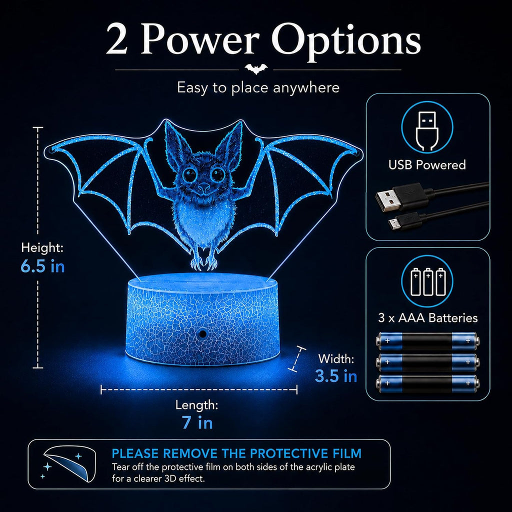 Bat Illusion Night Light, Remote, 16 Colors Changing RGB Flashing Mode Dimmable LED Lamp, Birthday Holiday Gifts for Boys Girls Teens…