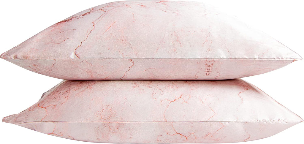 Ntbay 2 Pack Satin Queen Pillowcases for Hair and Skin, Luxurious and Silky Marbling Printed Pillow Cases with Envelope Closure, 20x30 Inch…