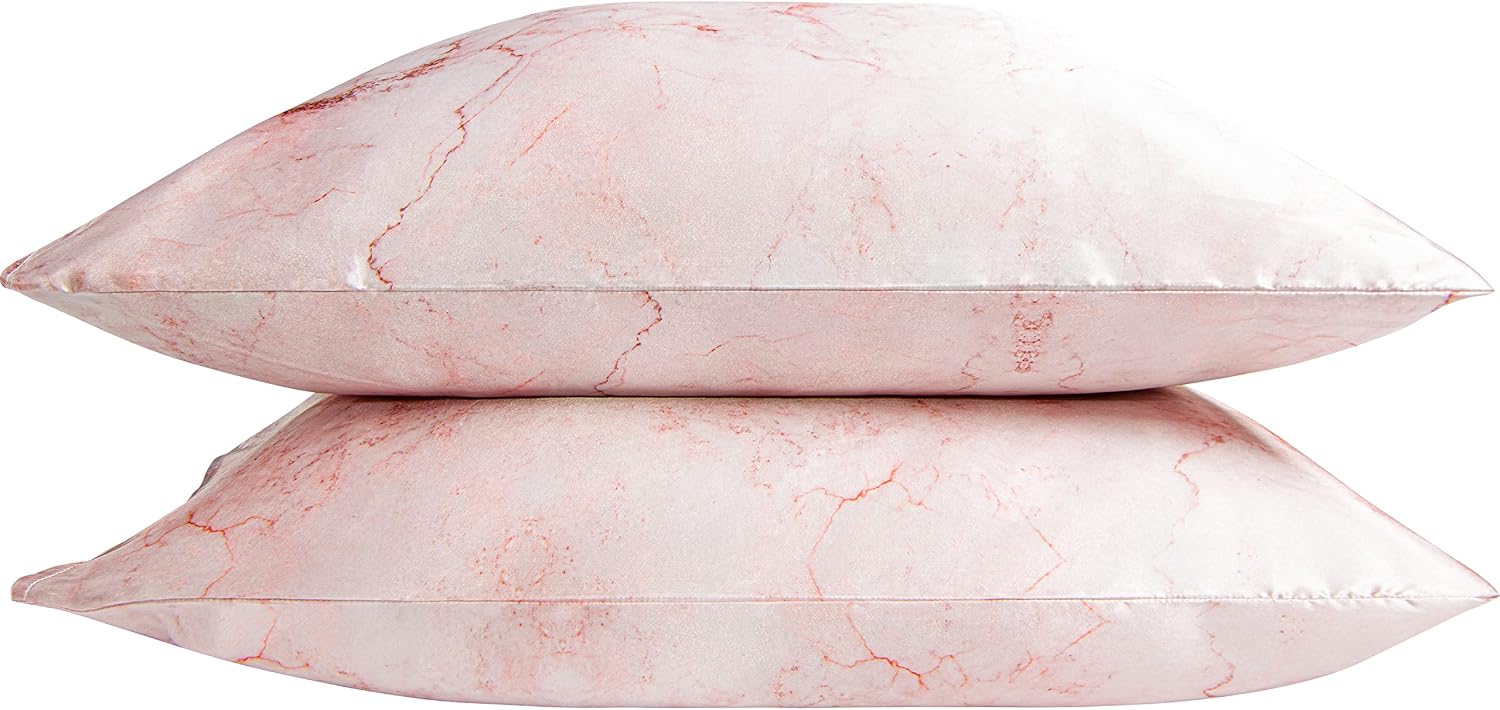 Ntbay 2 Pack Satin Queen Pillowcases for Hair and Skin, Luxurious and Silky Marbling Printed Pillow Cases with Envelope Closure, 20x30 Inch…