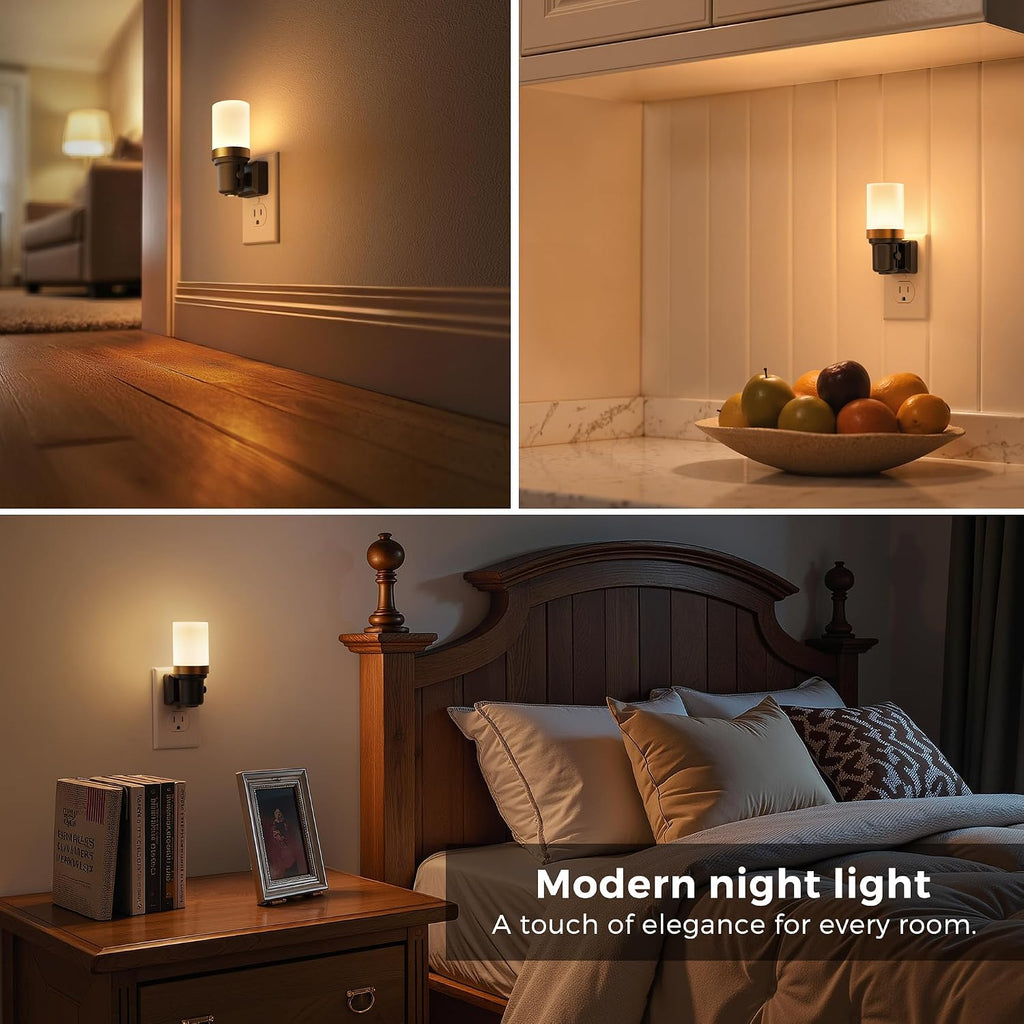 L LOHAS LED Night Light, 2 Pack Night Lights Plug into Wall, Dimmable Nightlight with Auto Light Sensor, 3000K Warm White 0-100LM, Plug…