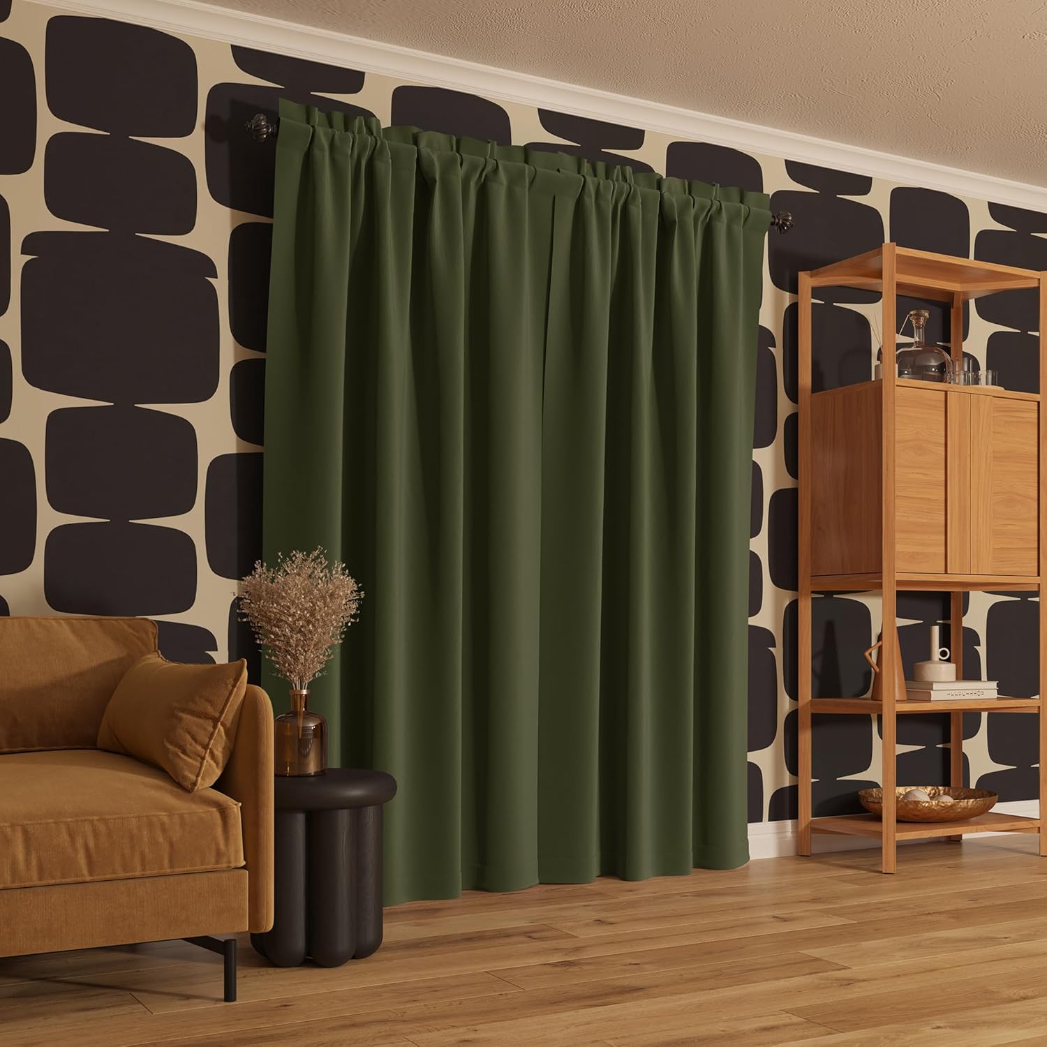 Sun Zero Oslo Theater Grade Extreme 100% Blackout Rod Pocket Curtain Panel, 52" x 63", Sage Green
