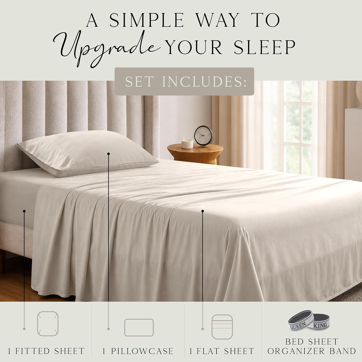 KARISSA MAE Pure Viscose from Bamboo Full Size Sheet Set | 100% FSC Certified | Luxuriously Soft | Cooling | 18" Deep Pocket w/Corner…