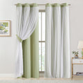 Bujasso Sage Green 90% Blackout Curtains with Sheer Overlay Mix and Match Double Layer Thermal Insulated Window Panels 84 inch Living Room…