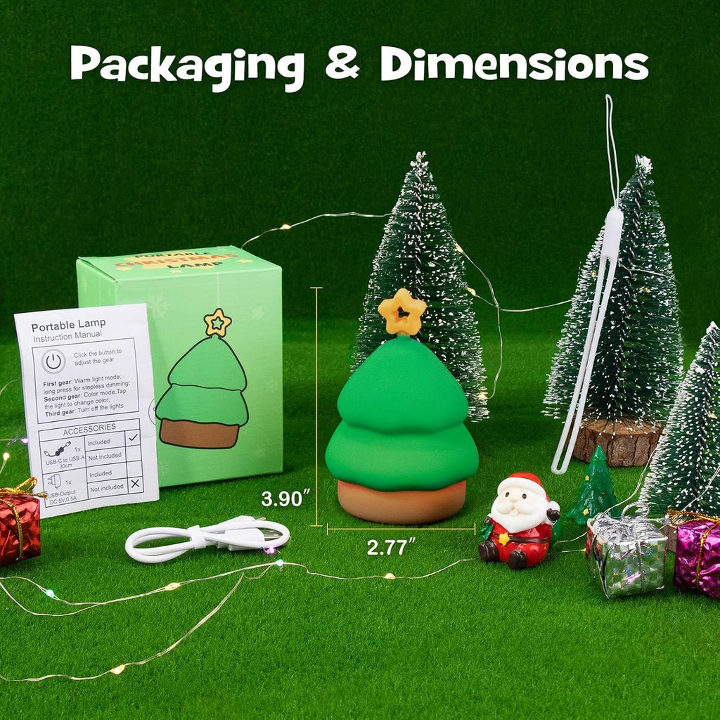 Squishy Christmas Tree Night Light with RGB Modes Dimmable Nursery Breastfeeding Nightlight Hangable Cute Christmas Lamp Novelty…