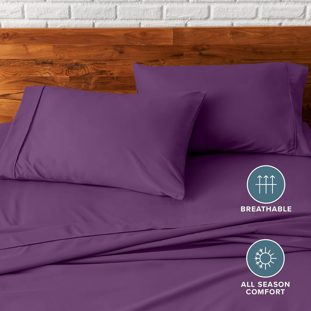 BareHome Bare Home Microfiber Pillow Cases - Standard/Queen Size Set of 2 - Cooling Pillowcases - Double Brushed - Plum Pillowcases 2 Pack…