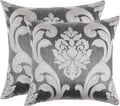 Napearl Throw Pillow Covers-Set of 2 with Silver Grey White Damask Jacquard Patterns Decorative Pillowcase for Couch, Sofa, Bed, Attractive…