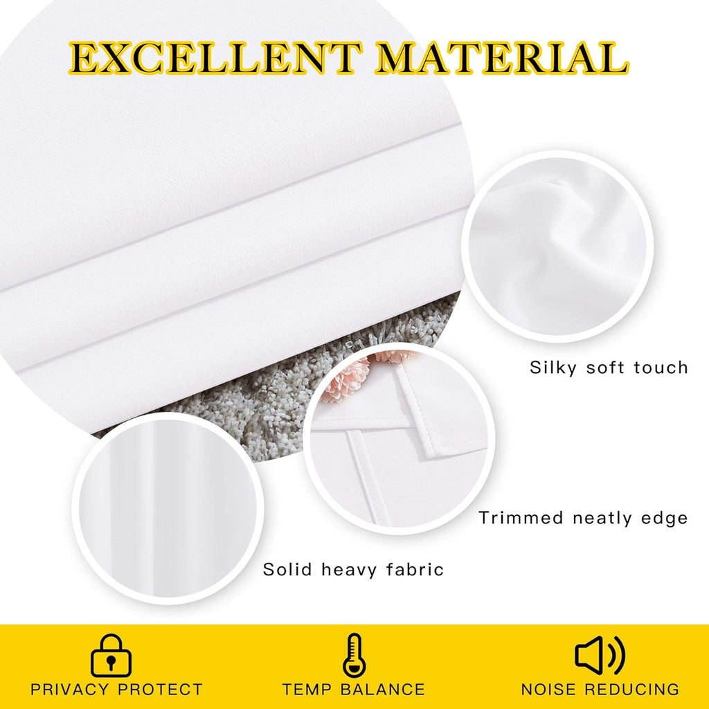 Nicetown White Room Darkening Draperies and Curtains - Home Fashion Energy Saving Grommet Top Room Darkening Drape Panels for Bedroom (Set…