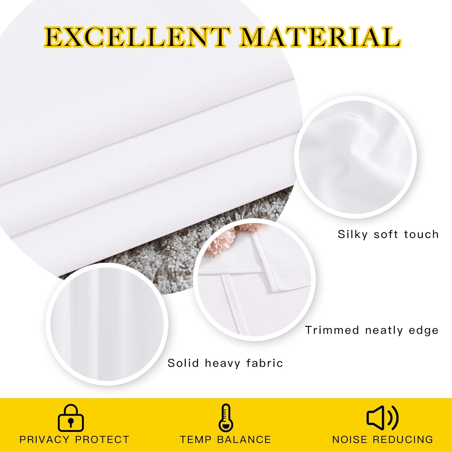 Nicetown White Room Darkening Draperies and Curtains - Home Fashion Energy Saving Grommet Top Room Darkening Drape Panels for Bedroom (Set…