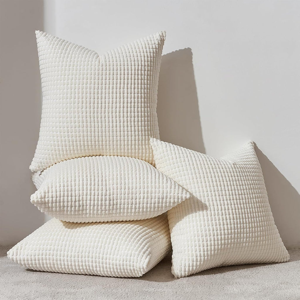 Topfinel 4 Packs Cream White Decorative Throw Pillow Covers 16x16 Inch for Living Room Couch Bed Sofa, Boho Western Farmhouse Home Decor, S…