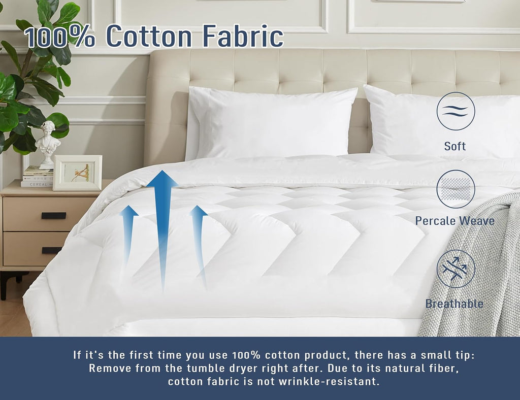Homtec Pillow Cases, King Size Cotton Percale Weave Pillowcases, Pre-Shrunk Breathable and Hypoallergenic Pillowcases, Set of 2 (2 Piece Ki…