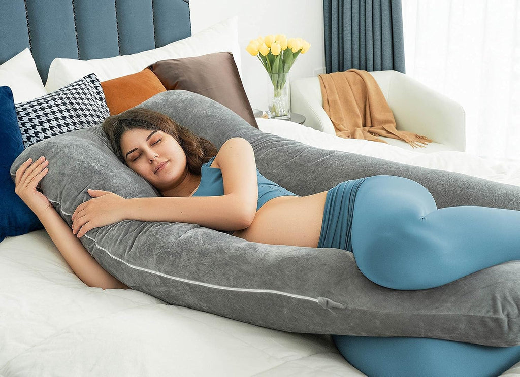 Queenrose QUEEN ROSE Pregnancy Pillows, U Shaped Full Body Pillow for Sleeping Support, 55 Inch Maternity Pillow for Pregnant Women with Re…