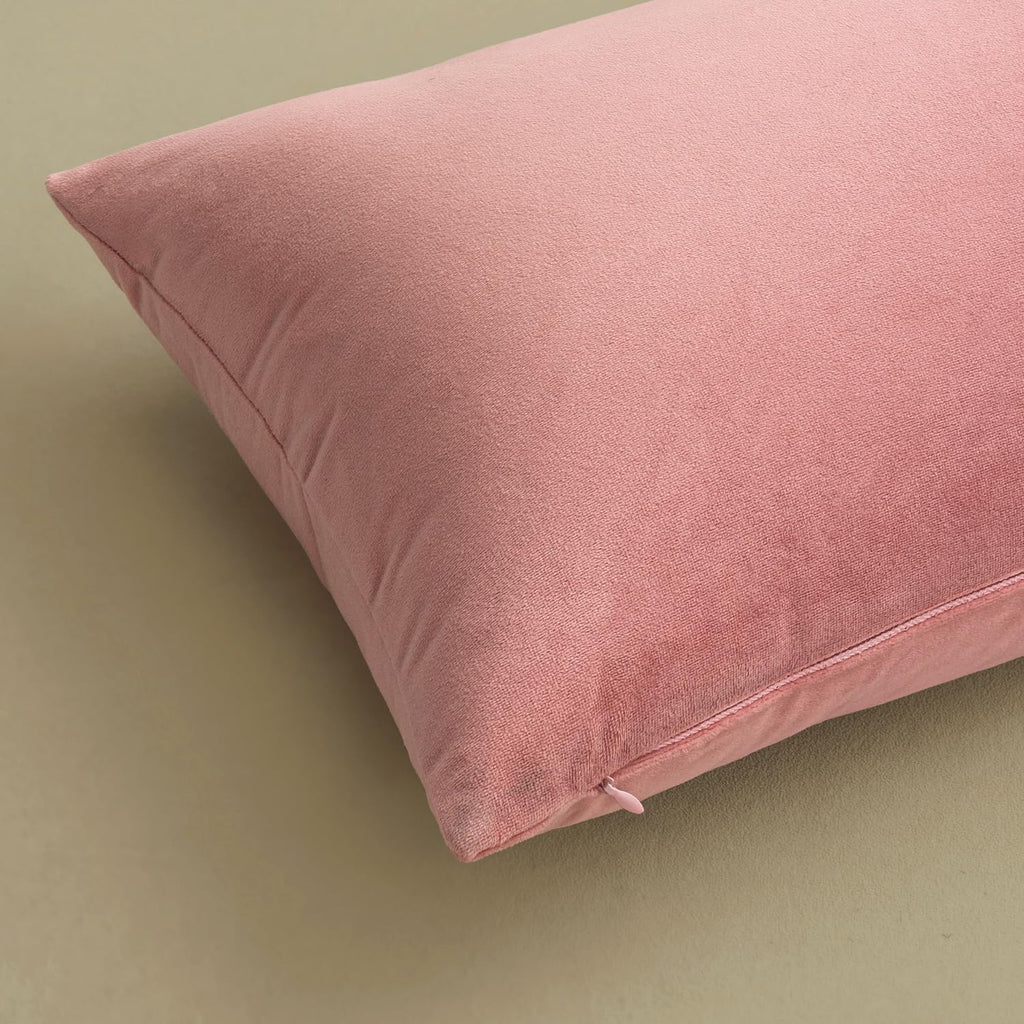 Miulee Velvet Throw Pillow Covers 18x18 Inch, Pack of 2 - Dusty Pink, Soft Solid Decorative Pillow Covers Cushion Cases Modern Luxury Valen…