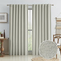Keqiaosuocai 96 Inch Linen Textured Curtains 2 Panels Set, Greyish Beige Blackout Curtains for Dining Living Room, Back Tab Loop Pleated Tr…