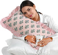Ridhi Block Print Salmon Blossom 20"x12" Set 1-100% Cotton Ruffle Lumbar Sham Cover Boho Floral Pillowcase, Farmhouse Cottagecore…