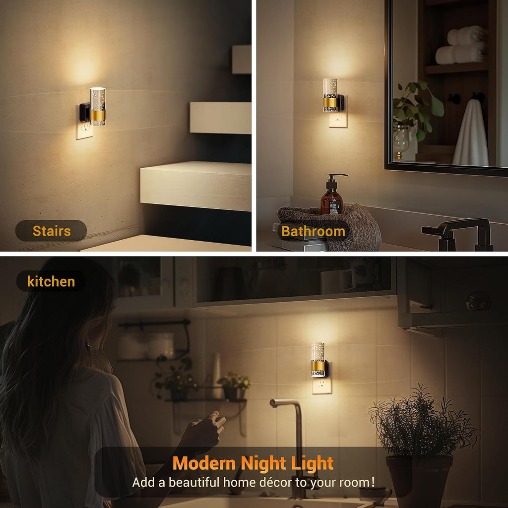 JandCase Night Light, Night Lights Plug into Wall,2 Pack 3000K Dimmable LED Night Light with Adjustable Brightness, Automatic Night…