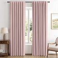Miulee 100% Blackout Linen Curtains for Bedroom, Pink Solid Luxury Decor Thermal Insulation Room Darkening Drapes for Living Room Nursery B…