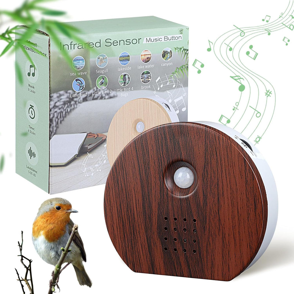 Singing Bird Box Original, Portable Bird Chirping Box with Motion Sensor & Timer & 9 Relaxing White Noise, Natural Sound Box Forest…