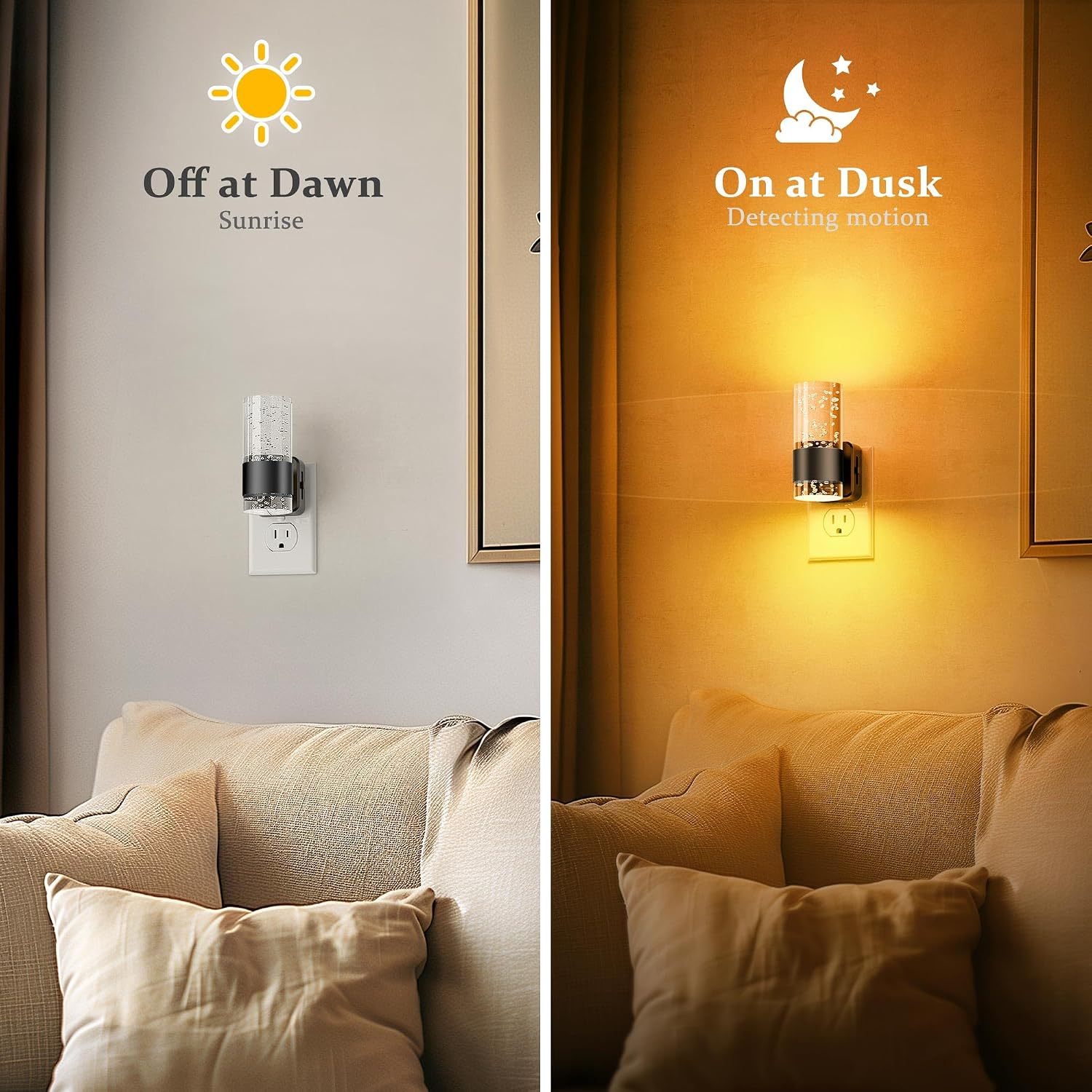 JandCase Night Light, Automatic Night Lights Plug into Wall, Dimmable LED Night Light with Adjustable Brightness, Night Lights Plug in…